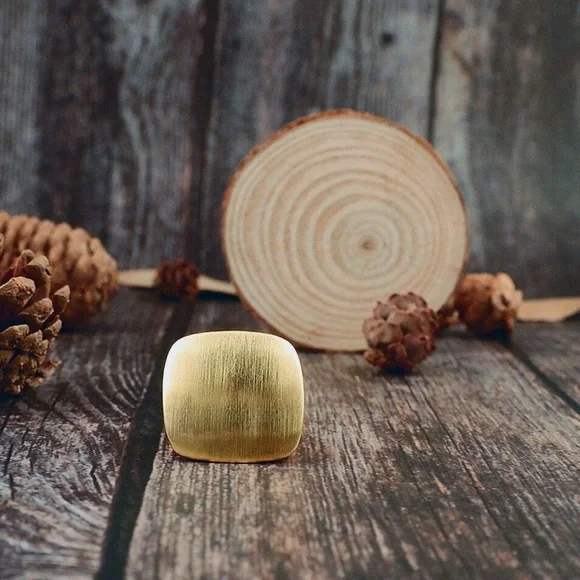 Gold Signet Ring with Matte Finish and Bold Statement Ring Design; New!